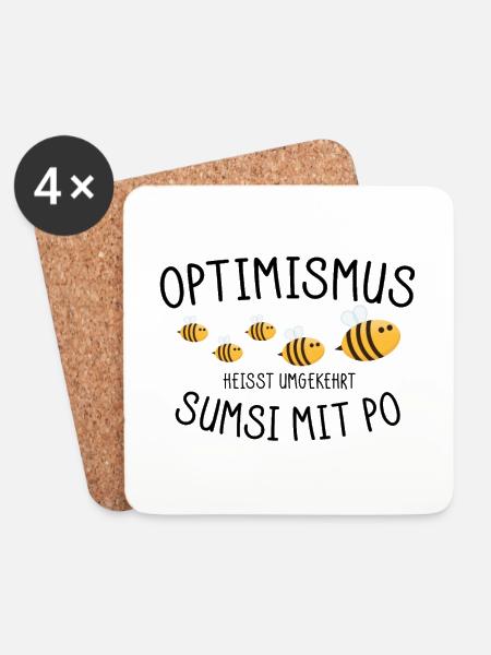 Optimismus heisst umgekehrt Sumsi mit Po - Untersetzer (4er-Set) - Weiß