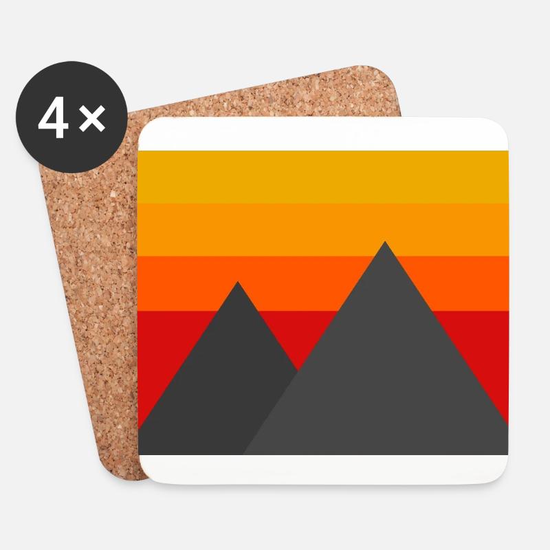 Minimalistische Berge - Untersetzer (4er-Set) - Weiß