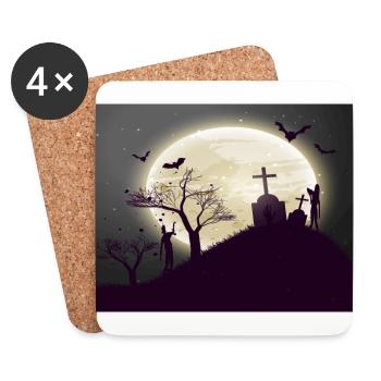 Halloween cemetery with zombies - Coasters (set of 4) - white - Front