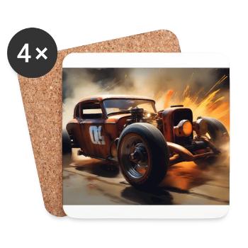 Rostiger Hot Rod Racing #4 - Untersetzer (4er-Set) - Weiß - Vorne