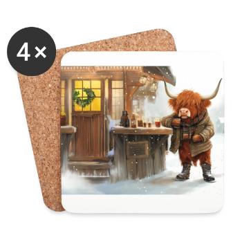 Highlanders at the Christmas market - Coasters (set of 4) - white - Front