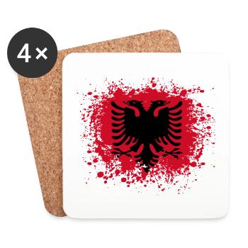Albanien Albania Shqipëri Flagge Flecken Klecksen - Untersetzer (4er-Set) - Weiß - Vorne