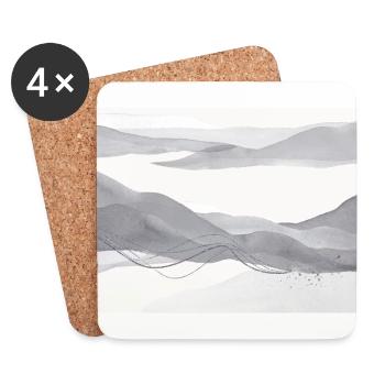 Warm Grey Abstract Landscape - Coasters (set of 4) - white - Front