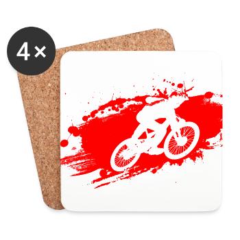 Descente VTT Ride Rouge - Dessous de verre (lot de 4) - blanc - Devant