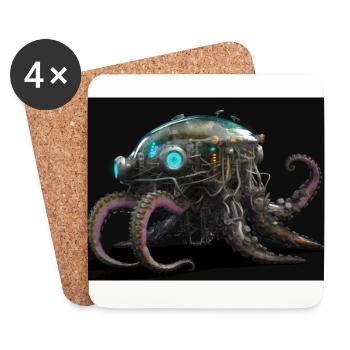 Neon Octopus - Coasters (set of 4) - white - Front