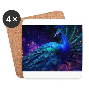 Electric Peacock - Coasters (set of 4) - white - Front