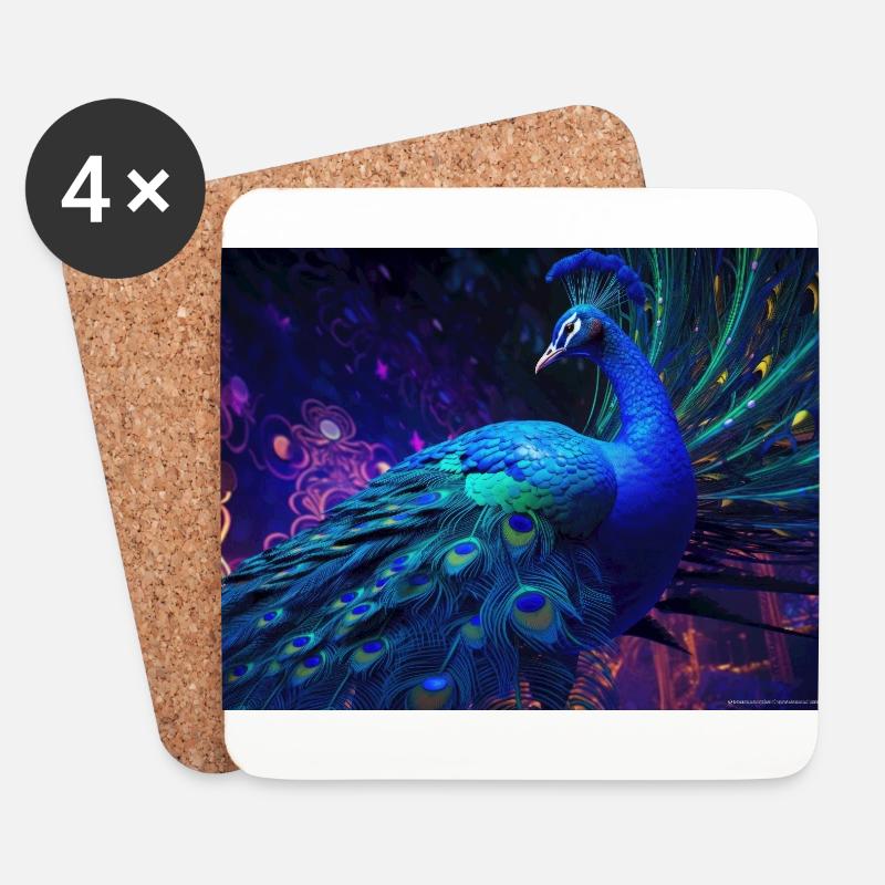 Electric Peacock - Coasters (set of 4) - white