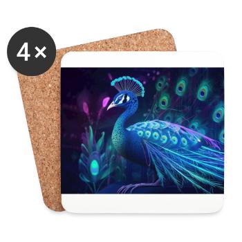 Neon Peacock - Coasters (set of 4) - white - Front