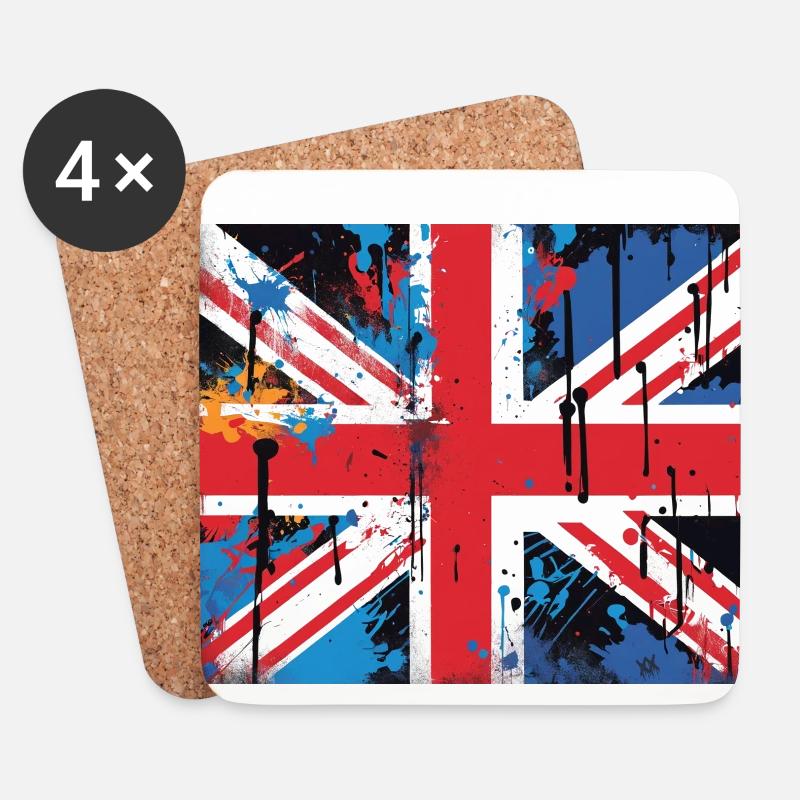 Britische Flagge Graffiti Kunst - Untersetzer (4er-Set) - Weiß