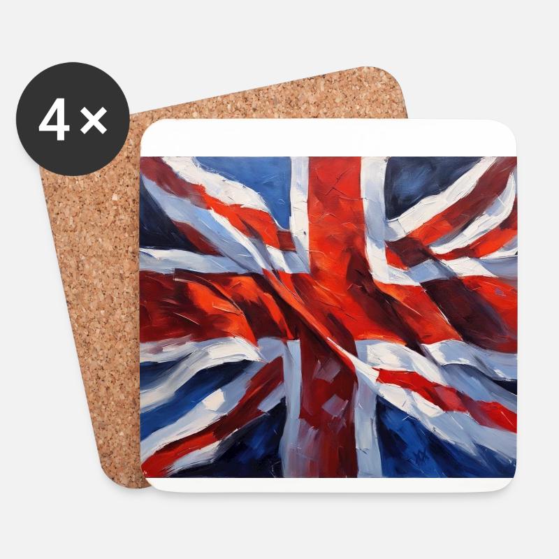 Britische Flagge - Impressionistische Malerei - Untersetzer (4er-Set) - Weiß