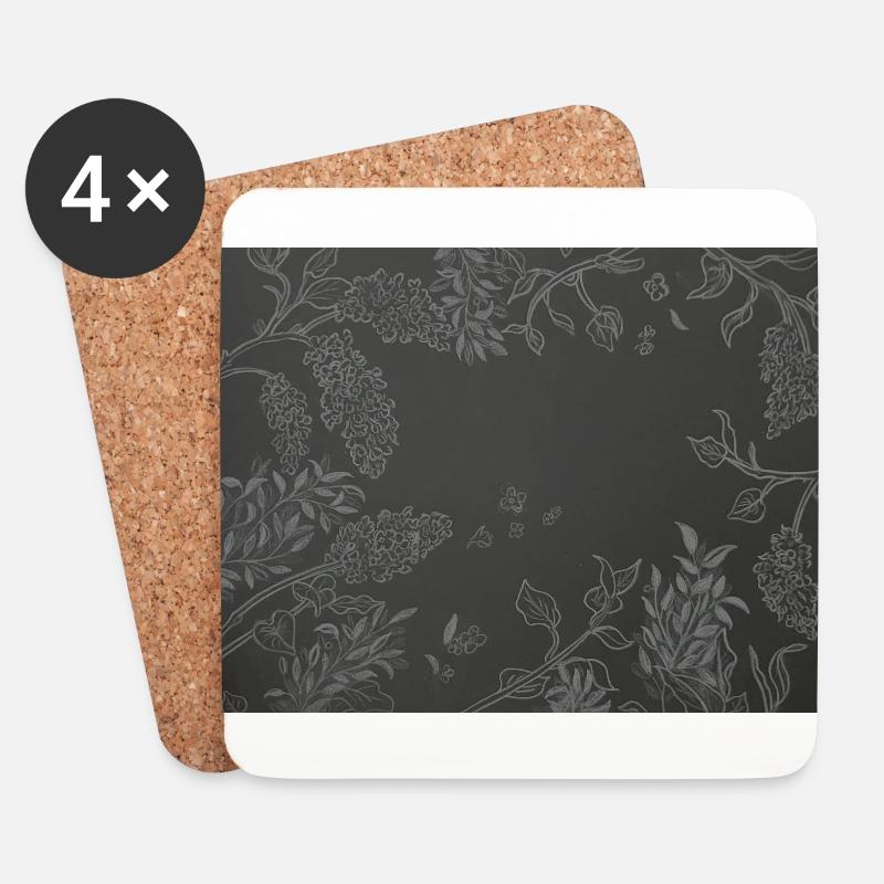 black and white lilac pattern - Coasters (set of 4) - white