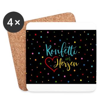 Konfetti im Herzen - Untersetzer (4er-Set) - Weiß - Vorne