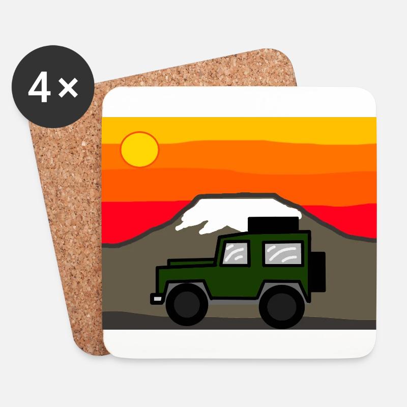 Offroader in Afrika - Untersetzer (4er-Set) - Weiß