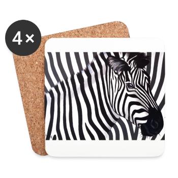 Poster Zebra 90x60 quer - Untersetzer (4er-Set) - Weiß - Vorne
