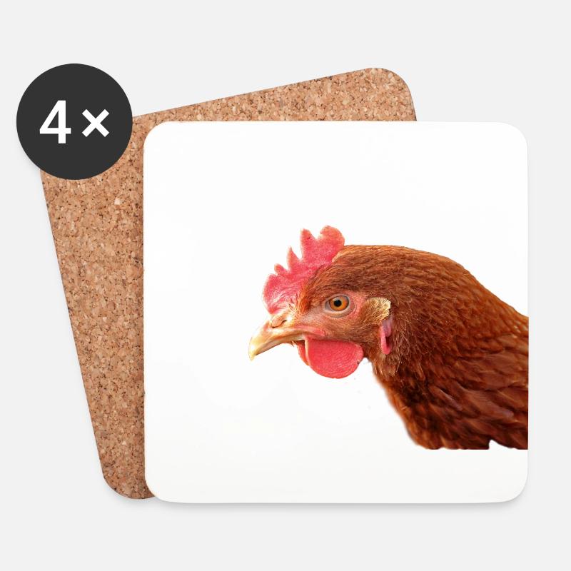 Legehuhn der Rasse Lohmann Brown - Untersetzer (4er-Set) - Weiß