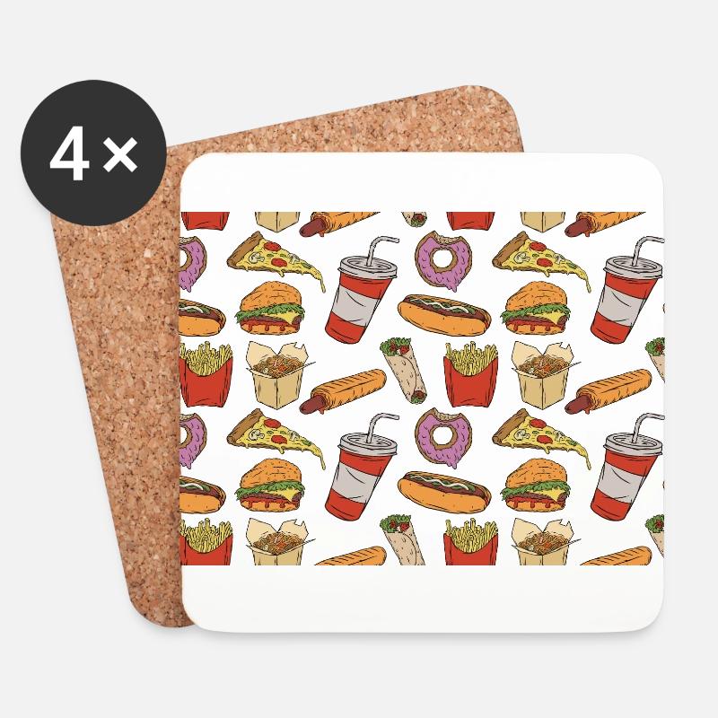 Fast Food Lover - Untersetzer (4er-Set) - Weiß