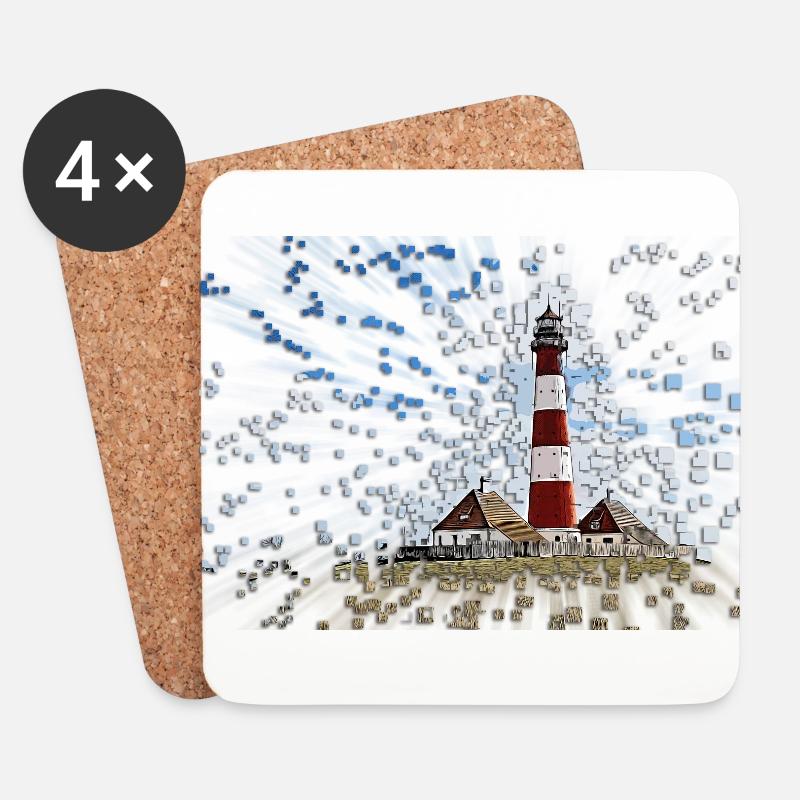 Westerhever Leuchtturm - Untersetzer (4er-Set) - Weiß