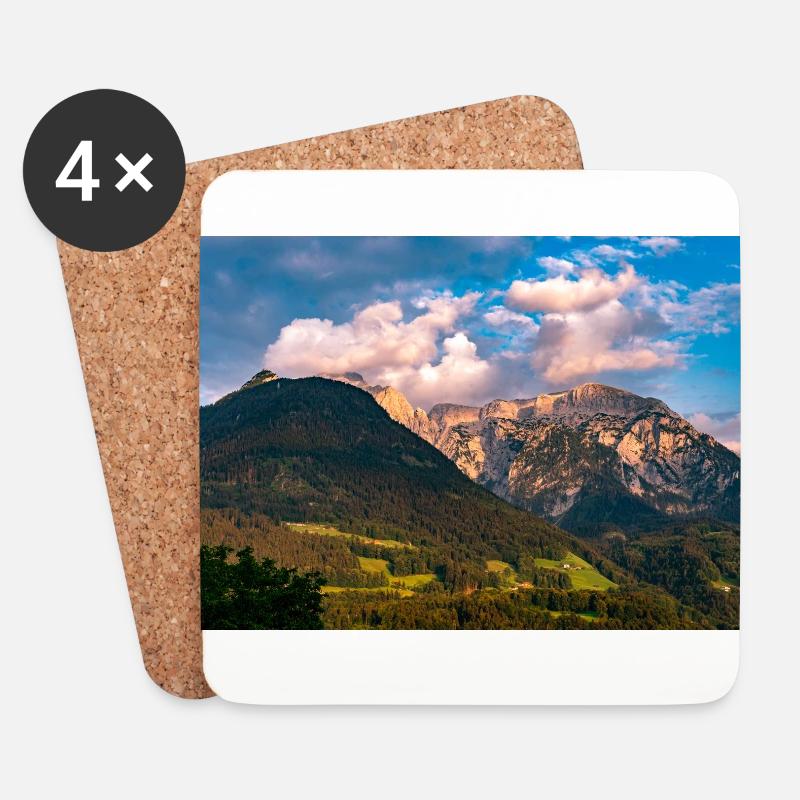 Abendstimmung in Berchtesgaden - Untersetzer (4er-Set) - Weiß
