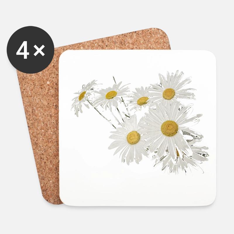 Hintergrund mit Gänseblümchenblumen - Untersetzer (4er-Set) - Weiß