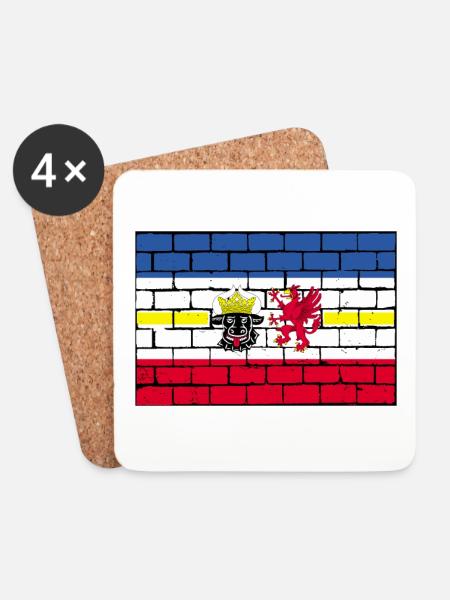 Mecklenburg-Vorpommern Flagge Fahne - Untersetzer (4er-Set) - Weiß