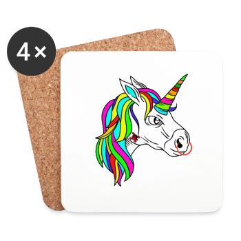 licorne,une licorne rebel - Dessous de verre (lot de 4) - blanc - Devant