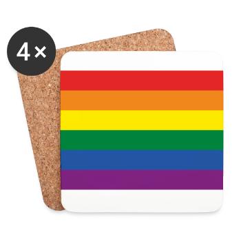 LGBT-Flagge - Gay Pride-Flagge - Untersetzer (4er-Set) - Weiß - Vorne