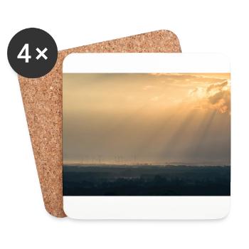 Sunset energy transition wind turbines sky photo - Coasters (set of 4) - white - Front