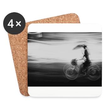 Vélo Pluie Nature Art gris Art - Dessous de verre (lot de 4) - blanc - Devant