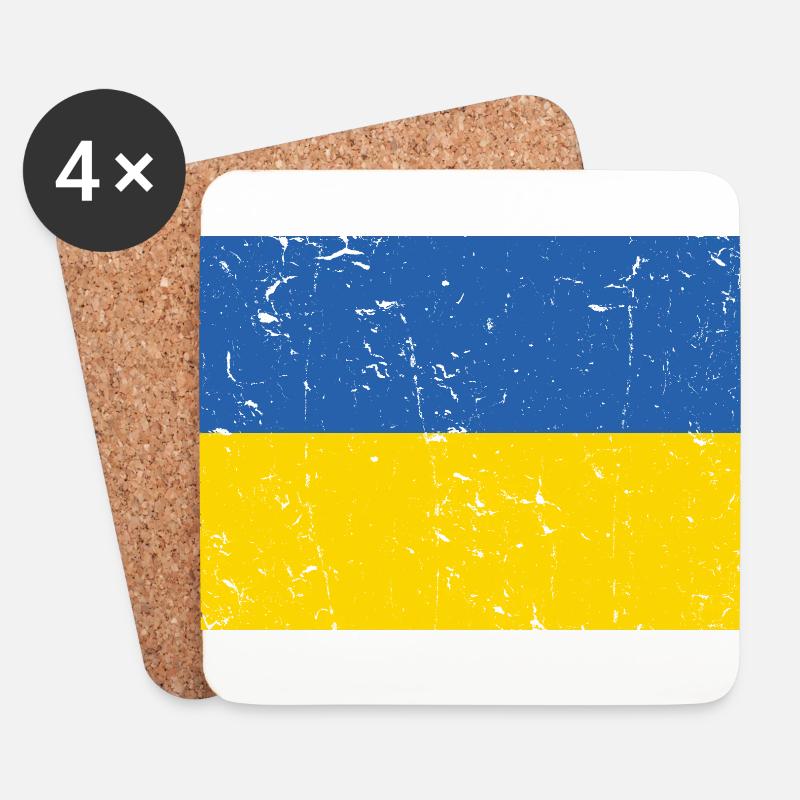 Ukraine Flagge Distressed - Untersetzer (4er-Set) - Weiß