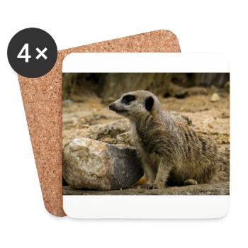 Meerkat perched over rock Photograph - Coasters (set of 4) - white - Front