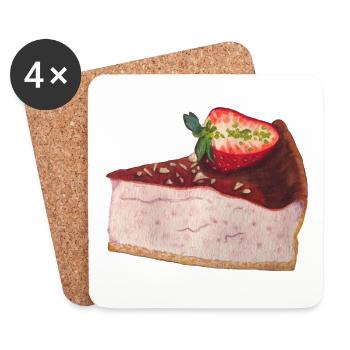 Gâteau aux fraises Cheesecake - Dessous de verre (lot de 4) - blanc - Devant