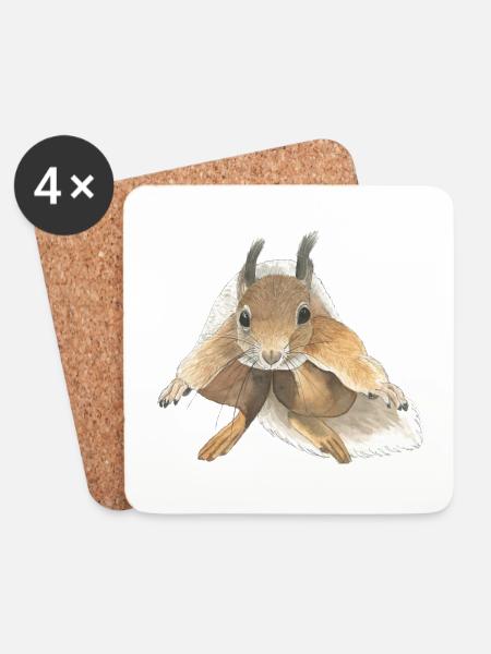 Eichhörnchen springen squirrel - Untersetzer (4er-Set) - Weiß