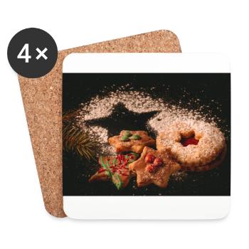 Biscuits de Noël - Dessous de verre (lot de 4) - blanc - Devant