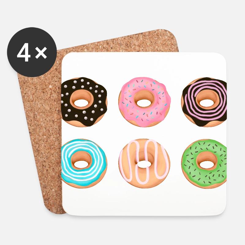 Donuts - Untersetzer (4er-Set) - Weiß