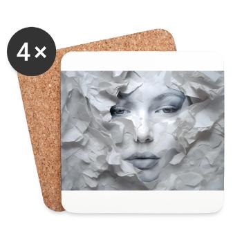 Shy woman - Coasters (set of 4) - white - Front