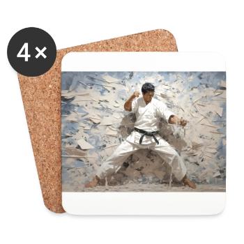 Karate Fighter Karate Kämpfer - Untersetzer (4er-Set) - Weiß - Vorne