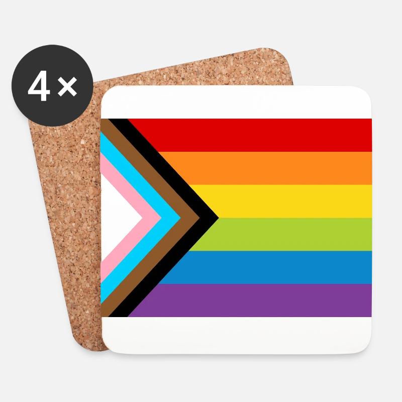 LGBT Pride Flag / Neue Regenbogen Progress Flagge - Untersetzer (4er-Set) - Weiß