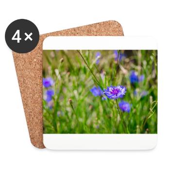 Prairie d’été avec bleuets - Dessous de verre (lot de 4) - blanc - Devant
