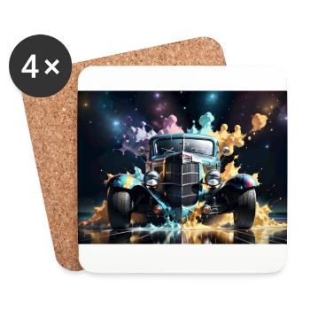 Hot Rod #2 - Coasters (set of 4) - white - Front