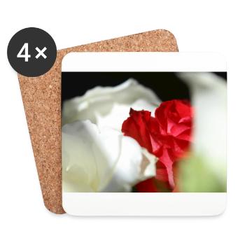 Weiße und rote Rosen - Untersetzer (4er-Set) - Weiß - Vorne