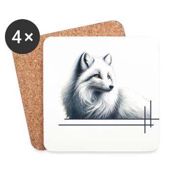 Fox in winter elegance - Coasters (set of 4) - white - Front