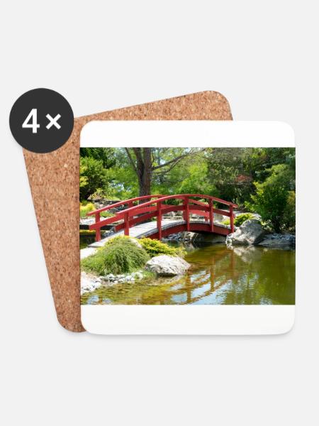 Die Rote Brücke im Zen-Park – Ein Tor zur Ruhe - Untersetzer (4er-Set) - Weiß
