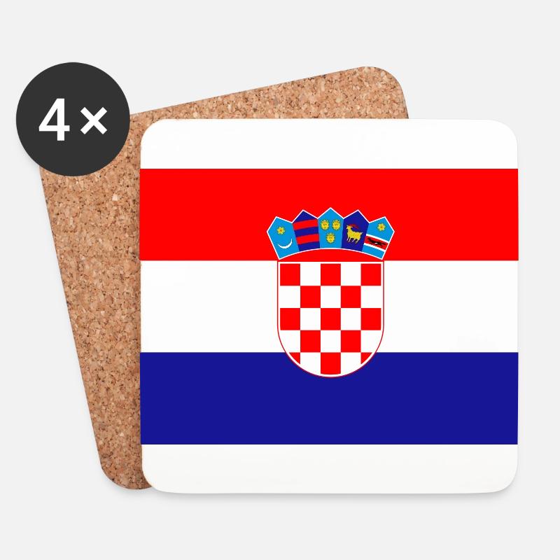Croatie drapeau drapeau croate drapeau - Dessous de verre (lot de 4) - blanc