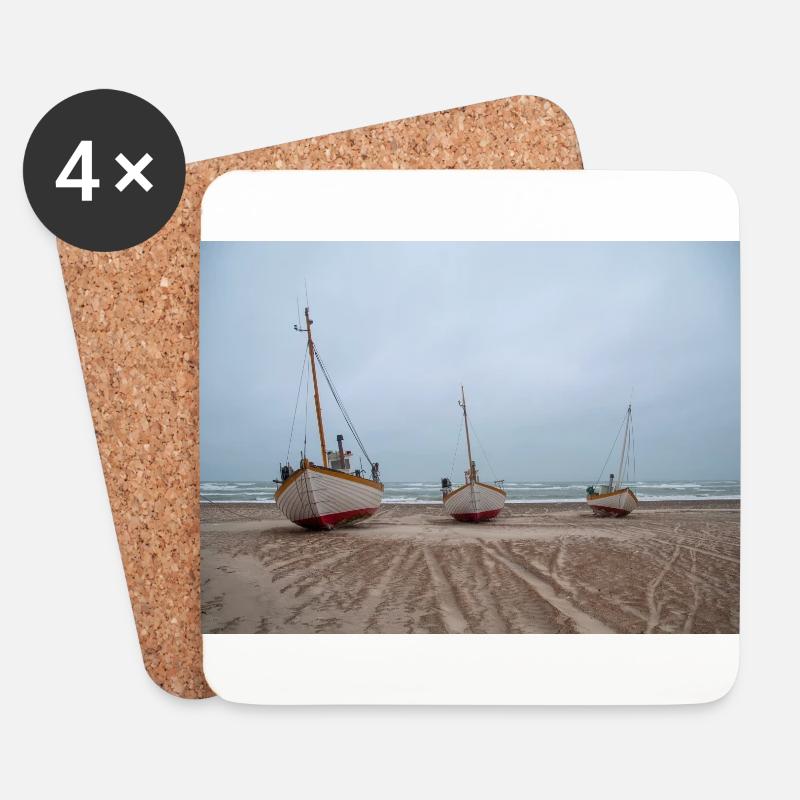Sletter Strand Denmark - Untersetzer (4er-Set) - Weiß