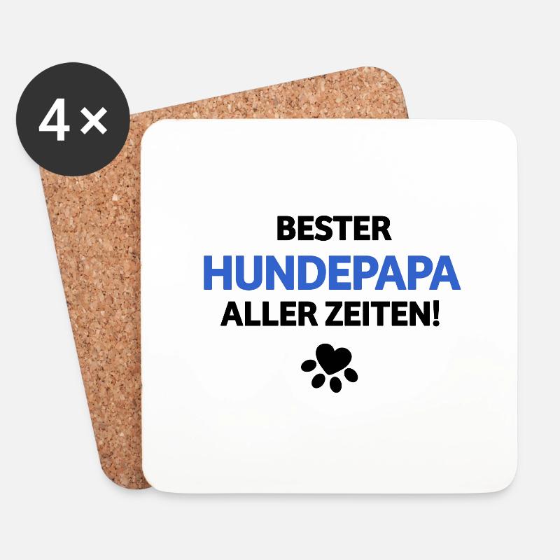 Bester Hundepapa aller Zeiten - Untersetzer (4er-Set) - Weiß
