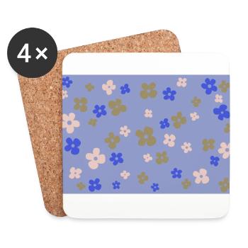 Blue floral pattern - Coasters (set of 4) - white - Front