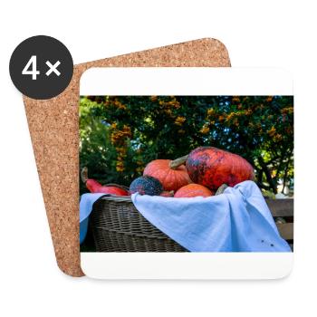Panier de citrouille - Dessous de verre (lot de 4) - blanc - Devant