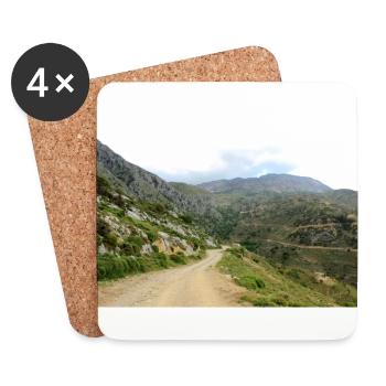 Montagnes de montagne Paysage de montagne Poster - Dessous de verre (lot de 4) - blanc - Devant