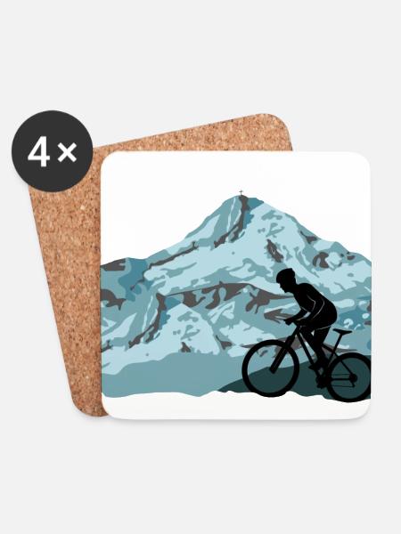 Mountainbike Fahrrad fahren Berge Gebirge - Untersetzer (4er-Set) - Weiß