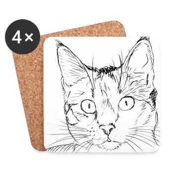 Katze - Untersetzer (4er-Set) - Weiß - Vorne